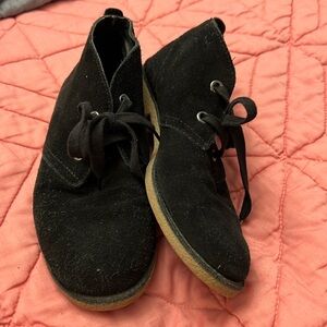 Lucky Brand Black Suede Chukka Ankle Boots sz 8 UK 38 Emillia Leather Upper low